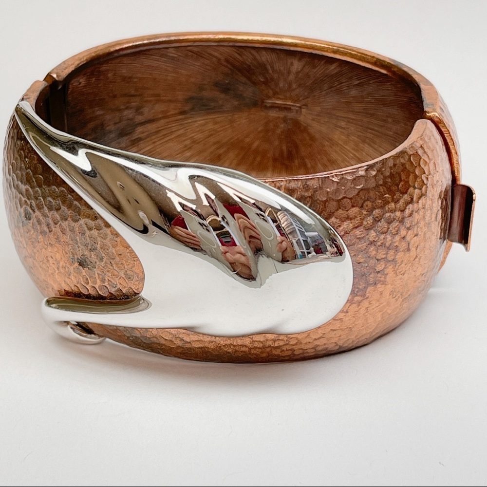 Vintage Monet Mid-Century Copper & Silver Bracelet
